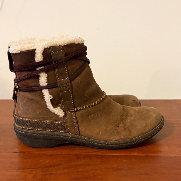 UGG Shoes - UGG Brown Shearling-Lined Boots short size 10